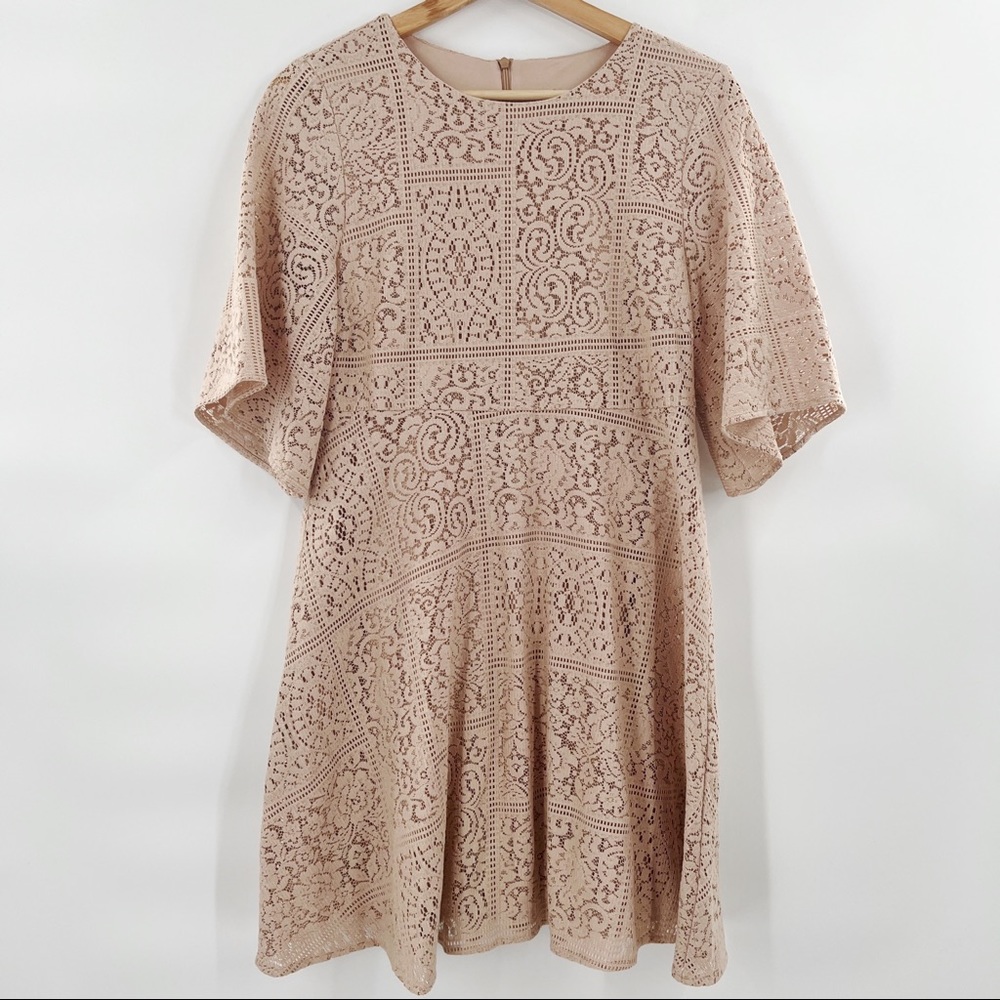 Zara lace short sleeve blush dress size M